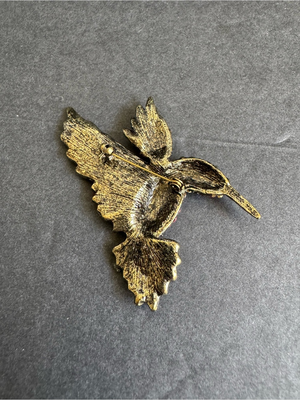 Hummingbird Brooch Pink Green Rhinestone AB Crystal Pin - Picture 4 of 7